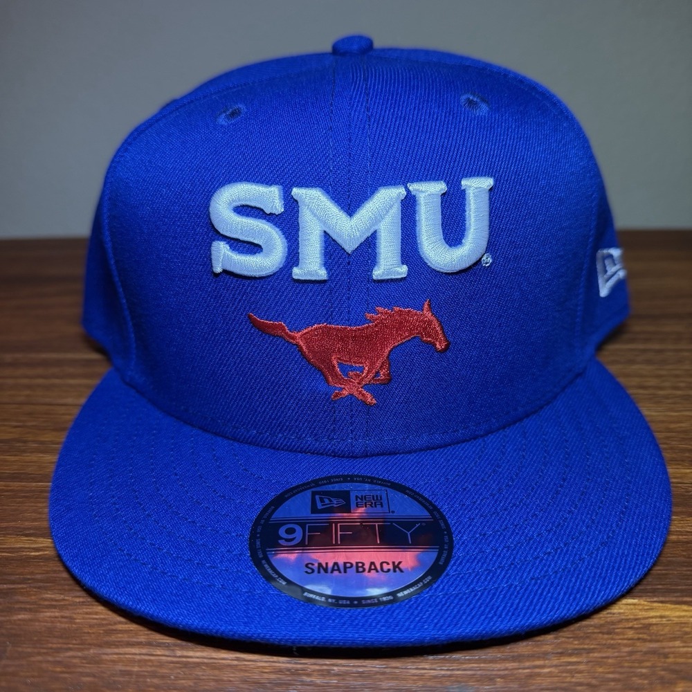 New Era SMU Mustangs Snapback Hat Blue Red Southern Methodist University Cap NEW